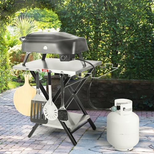 Foldable Grill Table with Extra Storage Bottom Shelf, Outdoor Indoor Foldable Outdoor Grill Stand Table with Garage Rack & Tissue Holder,Easy Set-up, 30" x 24", Silver