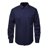 SKSAFETY 7oz FR Shirts for Men, Long Sleeve Flame Resistant 100% Cotton Fire Retardant Shirt, Work Welding Shirt CAT2 (Navy 2XL)