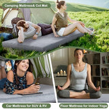 HOMBYS 3 Inch Thick Memory Foam Camping Mattress for Outdoor Sleeping, Roll Up Porable Camping Pad Mat with Knitted Cover for Travel Truck Bed Tent
