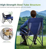 ALPHA CAMP Oversized Folding Camping Chairs High Backrest Heavy Duty Lawn Chairs for Adults Support 500 LBS Portable Camp Chairs with Cup Holders Large Side Pocket for Outdoor