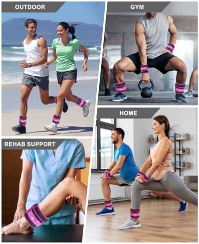 Fragraim Adjustable Ankle Weights 1-3/4/5/6/8/10/12/15/20 LBS Pair with Removable Weight for Jogging, Gymnastics, Aerobics, Physical Therapy