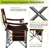 Camping Chairs Oversized Camping Chair Portable Lawn Chair Double Camping Chair for Adults Heavy Duty Folding Chair Support 700LBS with Big Side Organizer Pockets for Camping/Car Trunk/Beach/Campfires