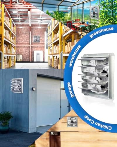 KEN BROWN 20 Inch Shutter Exhaust Fan With 1.65 Meters Power Cord Wall Mounted, High Speed 3500CFM, Vent Fan For Garages And Shops, Greenhouse,Attic Ventilation