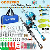 ODDSPRO Kids Fishing Pole Pink, Portable Telescopic Fishing Rod and Reel Combo Kit - with Spincast Fishing Reel Tackle Box for Girls, Youth