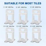 DGSL Tile Leveling System Clips - DIY 2400 Tiles Leveler Spacers - 1/8 Inch Tile Leveling System for Professional Ceramic Tile and Stone Installation