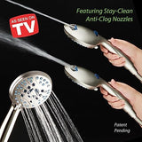 Hotel Spa AquaCare High Pressure 8-mode Handheld Shower Head, Anti-clog Nozzles, Built-in Power Wash to Clean Tub, Tile & Pets, Extra Long 6 ft. Stainless Steel Hose, Wall & Overhead Brackets