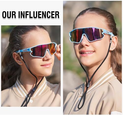DUCO Kids Sunglasses Youth Baseball Sun Glasses Lightweight TR90 Frame UV400 Sports Cycling Shades for Boys Girls DK268