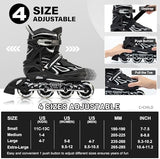 2PM SPORTS Vinal Girls Adjustable Flashing Inline Skates, All Wheels Light Up, Fun Illuminating Skates for Kids Men Adult Women and Boys