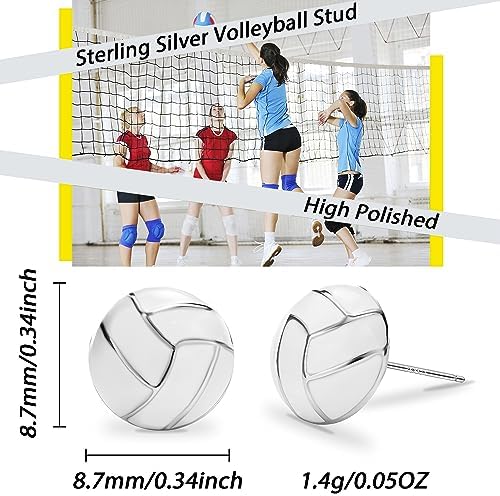 SmileBelle Sterling Silver Sports Earrings, Hypoallergenic Volleyball Earrings, Soccer, Basketball Jewelry Baseball Golf Stud for Women Mom as Sports Fan Senior Night Gift Teen Stuff Accessories