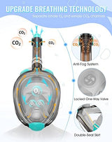 Greatever G2 Full Face Snorkel Mask with Latest Dry Top System,Foldable 180 Degree Panoramic View Snorkeling Mask with Camera Mount,Safe Breathing,Anti-Leak&Anti-Fog