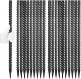 24 Inches Straight Rebar Stakes(20-Pack), 1/2" Diameter Steel Metal Stakes for Garden with Chisel Point End Heavy Duty Ground Anchors for Landscape, Concrete Form, Camping & Trapping Black
