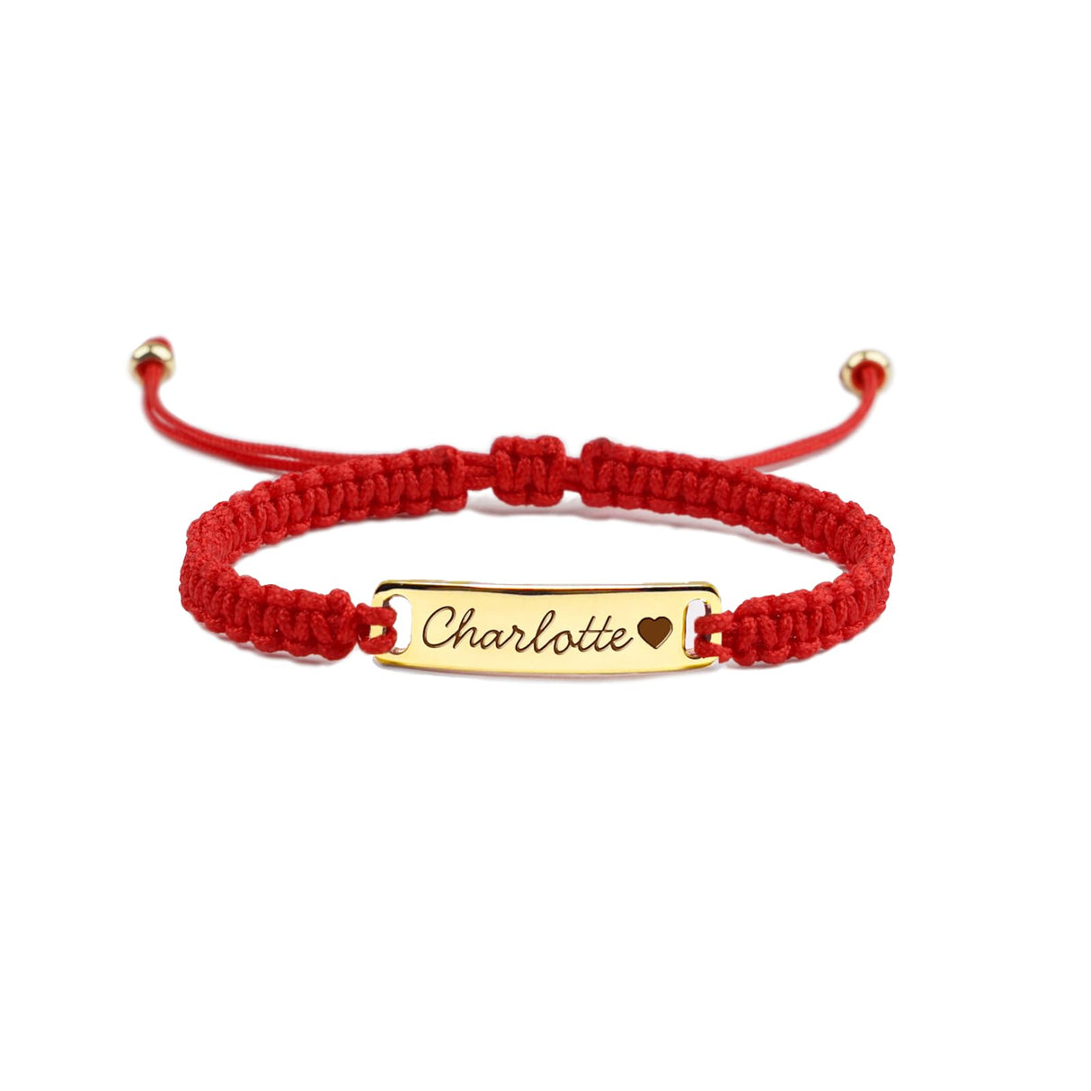 Personalized Name Bracelet, Adjustable Red Braided Cord Design