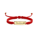 Personalized Name Bracelet, Adjustable Red Braided Cord Design