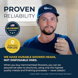 HammerHead Showers® ALL METAL 2 Inch High Pressure Shower Heads - CHROME – California Compliant 1.75 GPM Low Flow Rate - High Flow Shower Head with ADJUSTABLE SPRAY PATTERN - Fixed Shower Head