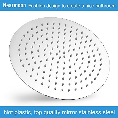 NearMoon Rain Shower Head, Ultra-Thin Design-Pressure Boosting, Awesome Some Experience, High Flow Stainless Steel Rainfall Head (12 Inch, Chrome Finish)
