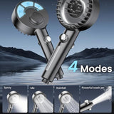 Filtered Shower Head with Handheld, High Pressure 4 Spray Mode Showerhead with Filters, Water Softener Filter Beads for Hard Water with ON/OFF Switch for Pets Bath-Remove Chlorine (Deep Gray)
