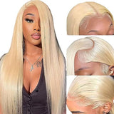 CGCFOYM Blonde 613 Lace Front Wig Human Hair 13x4 HD Transparent Straight Pre Plucked Frontal Wigs 180% Density