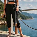 Women's 3 Pack Capri Sweatpants with Pockets - High-Waist Yoga Joggers Athletic Running Leggings for Workout, Gym, Lounge