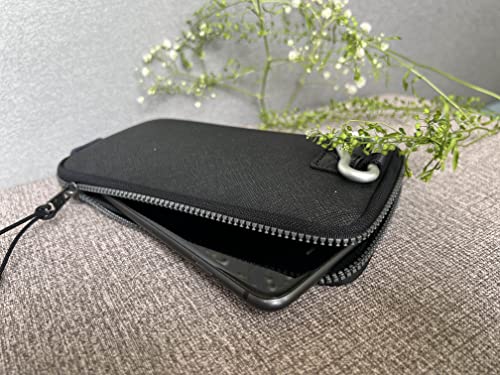 OneJoy Neoprene Phone Pouch, Lightweight Protective Cellphone Sleeve with Large Zipper Opening, Inner Pocket, Thermal Insulated, Durable Cell Phone Carrier for iPhone & Smartphones [ Black ]