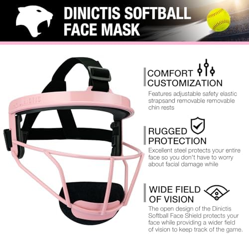 Dinictis Softball Face Mask, Lightweight, Comfortable, with Wide Field Vision, Durable and Safe Face Guards, Premium Protective Softball Fielder's Mask