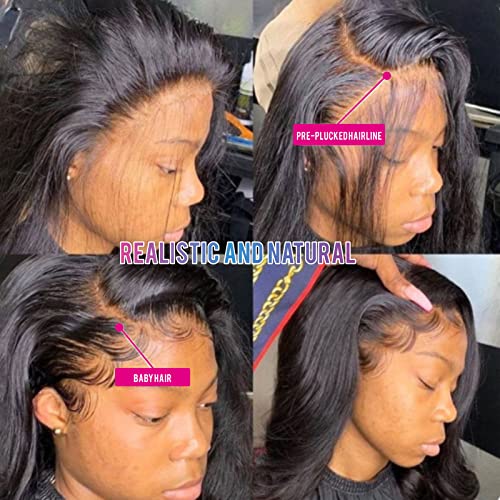 Aaliweya 5x5 HD Transparent Lace Closure Wigs Human Hair Body Wave 5x5 Closure Wigs for Women 150% Density Glueless Wigs Pre Plucked Soft and Smooth Natural Black Color 18 inch