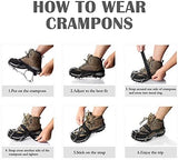 Crampons Ice Cleats Traction Snow Grips for Boots Shoes Women Men Anti Slip 19 Stainless Steel Spikes Safe Protect for Hiking Fishing Walking Climbing Mountaineering