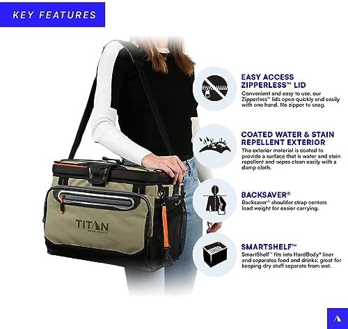 Arctic Zone Titan Deep Freeze Cooler - Zipperless Hardbody Cooler - Small & Large Capacity- Beach & Camping Cooler - Deep Freeze Insulation, HardBody Liner, and SmartShelf