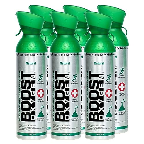 Boost Oxygen Large Natural 10L Canister | Respiratory Support for Aerobic Recovery, Altitude, Performance & Health (6 Pack)