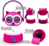 Kids Camping Lantern with Headlamp LED Light | Outdoor Adventure Flashlight for Children | Safe & Durable Camping Gear | AA Battery Powered | Kids' Night Camping Essential | Pink Owl