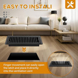 4 x10 Floor Registers, Floor Vent Covers 10 Pack, Heavy Duty Steel Walkable Vent Covers for Home Floor, Easy Adjust Air Supply Lever, for Sidewall and Floor, Black