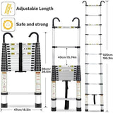Telescopic Ladder, 16.5FT Aluminum Telescoping Ladder with Stable Hook and Non-Slip Feet, RIKADE Portable Extension Ladder for Household and Outdoor Working, 330lb Capacity