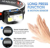 LHKNL Headlamp Rechargeable, Lumen Super Bright Motion Sensor Head Lamp Flashlight,2-Pack Waterproof LED Headlight with White Red Light,8 Modes Head Lights for Camping Cycling Running Fishing