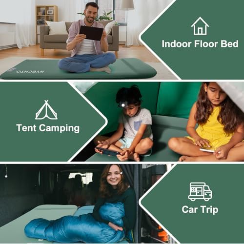 Self Inflating Sleeping Pad with Electric Pump, 3.14" Ultra-Thick Memory Foam Sleeping Mats for Camping,Easy Inflate&Deflate,9.5 R-Value Insulated Camping Mattress Pad with Pillow for Car Travel Tent