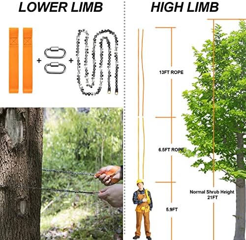 Premium 55 Inch High Limb Rope Saw with Two Ropes,70 Sharp Teeth Blades on Both Sides-Best Folding Pocket Chain Saw for Camping,Field Survival Gear,Hunting.