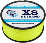 Reaction Tackle Braided Fishing Line - Pro Grade Power Performance for Saltwater or Freshwater Fish - Colored Fishing Line Braid for Extra Visibility