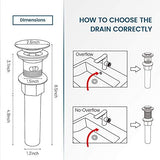 Vessel Sink Drain, Bathroom Faucet Vessel Sink Pop Up Drain Stopper, Built-In Anti-Clogging Strainer, with Overflow Matt Black, Fits Standard American Drain Hole(1-1/2" to 1-3/4") RWF083P