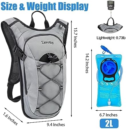 Zavothy Hydration Backpack with 2L Hydration Bladder Water Backpack for Hiking Hydration Pack for Running Cycling Hiking