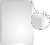 Tula Rectangular Bathroom Mirror | Frameless Bevelled Edge Design | Wall Mounted Portrait or Landscape 600mm x 450mm