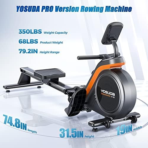 YOSUDA Magnetic/Water Rowing Machine 350 LB Weight Capacity - Foldable Rower for Home Use with Bluetooth, App Supported, Tablet Holder and Comfortable Seat Cushion
