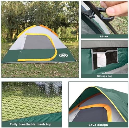 Camping Tent 4 Person, Waterproof Windproof Tent with Rainfly Easy Set up-Portable Dome Tents for Camping