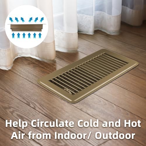 Floor Register 6 x 14 Inch 2 Pack, Floor Vent Covers for Home Floor, Sidewall, Premium Finish Register Vent Covers with Easy Adjust Air Supply Lever, Brown