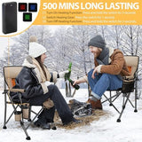 QUYUAN Heated Camping Chair with 20,000 mAh Battery, Fully Padded Heated Camp Chairs, Loog-Lasting for 500 Mins, Heavy Duty Folding Chairs Supports 500 lbs for Camping, Outdoor Sports, Picnics, Beach
