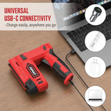 POPULO Electric Staple Gun, 2 in 1 Electric Stapler Tacker 4V Cordless Brad Nailer Kit, Battery Powered Nail Gun for Upholstery, Carpentry, DIY with Staple Remover, 1550 Staples and Nails