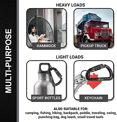 12kN (2697 lbs) Heavy Duty, Locking, Auto Locking, Wiregate Carabiner Clips, for Securing Pets, Outdoor, Camping, Hiking, Hammock, Dog Leash Harness, Keychains