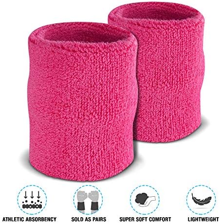 Suddora Arm Sweatbands, Absorbent and Breathable Thick Cotton Bands for Working Out, Gymnastics, Basketball, Tennis, and Football, Multiuse 4-inch Wristbands for Costumes and Cosplay
