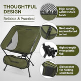MARCHWAY Lightweight Folding Camping Chair, Stable Portable Compact for Outdoor Camp, Travel, Beach, Picnic, Festival, Hiking, Backpacking, Supports 330Lbs (Green)