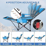 Reclining Camping Chair 4 Position with Foot Rest Comfortable for Adults 265Ibs Folding Lounger Mesh Beach Chair with Cooler Bag and Cup Holder for Outdoor Patio