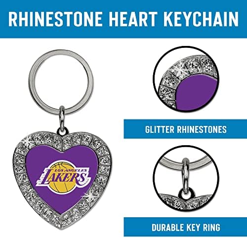 Rico Industries NFL Football Rhinestone Heart Keychain - Great Accessory