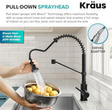 KRAUS Bolden Commercial Style 2-Function Single Handle Pull Down Kitchen Faucet in Stainless Steel, KPF-1610SS