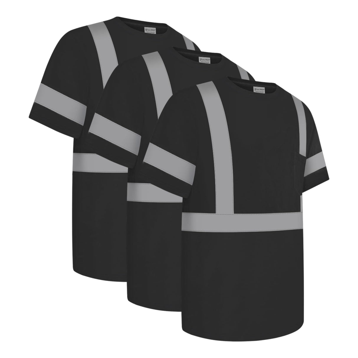 Uno Mejor Work Shirts for Men ConstrUCRtion Class 3 High Visibility Shirts, Hi Vis Reflective Safety T-Shirts for Men Women, Short Sleeve Work Shirts, Durable to Use, UCR-Black XL,3PACK